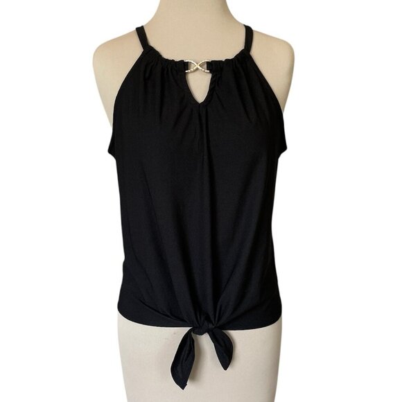A.U.W. Tops - A.U.W.  Women's Black Sleeveless Top with Gold Accent Keyhole Neckline, Size M